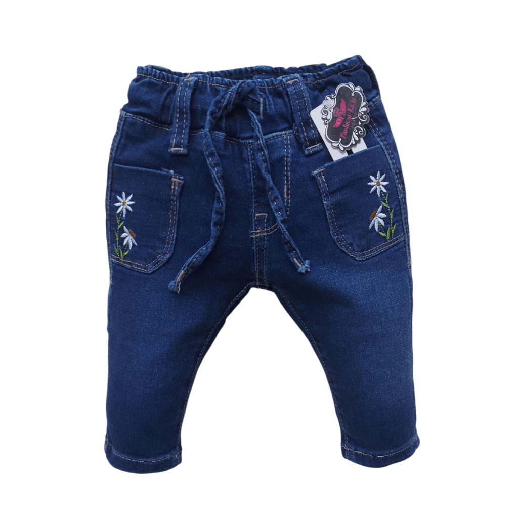 Roupa Infantil Calça Jogger Jeans Bordada Bebê Menina em Oferta na Shopee