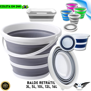 Balde Dobrável Retrátil 10 Litros ou 2 a 16L Flexível Multiuso Casa Lavanderia Apartamento Motorhome em Oferta na Shopee