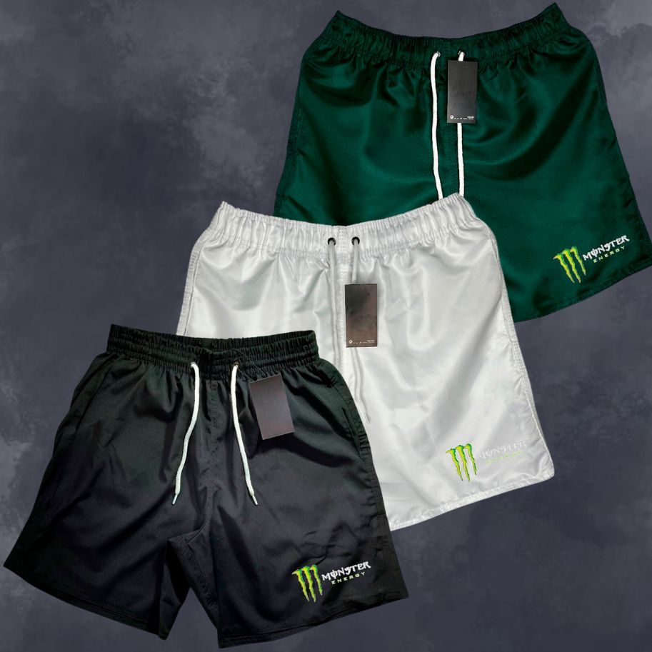 Kit 3 Bermudas Mauricinho Masculino MONSTER, Ideal Para Treino, Academia, Corrida em Oferta na Shopee