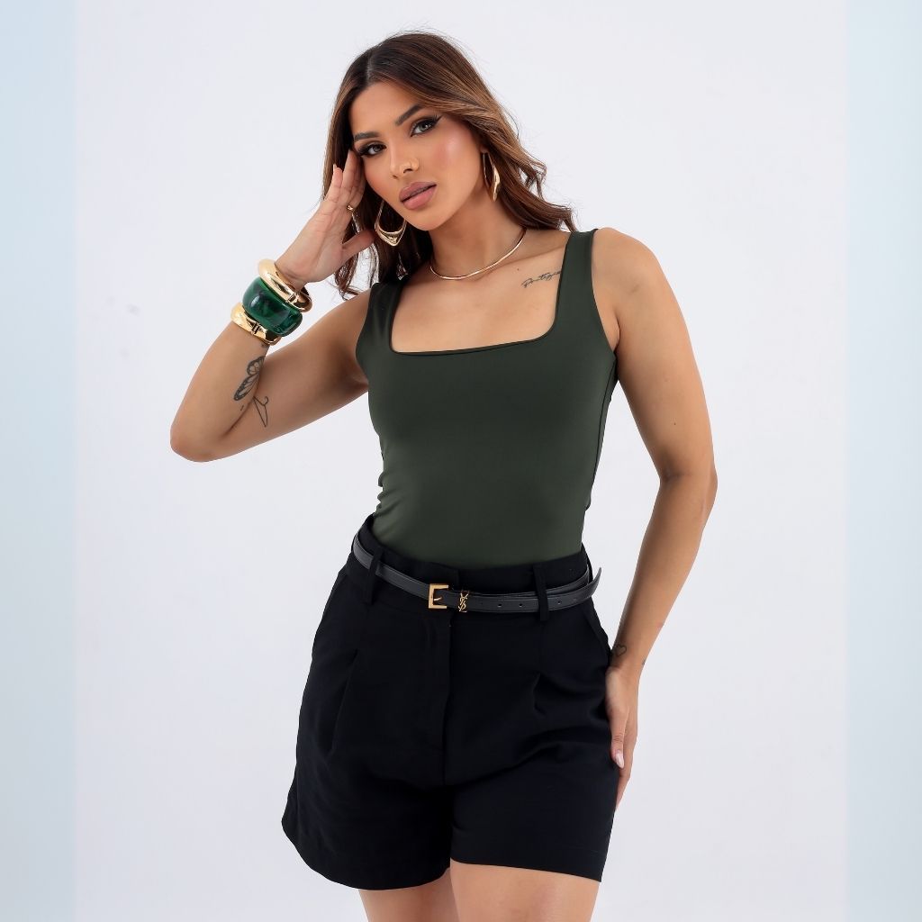 Blusa Regata Feminina Suplex Decote Quadrado em Oferta na Shopee