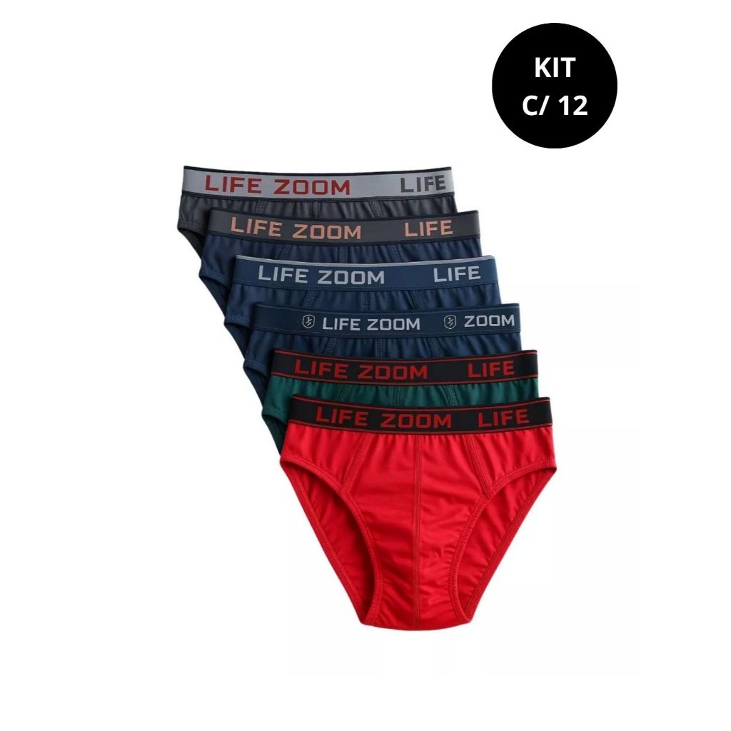 Kit 12 Cuecas Slip Masculina 100% Algodão | Cores Enviadas Aleatoriamente | Não Aperta, Não Esquenta, Não Desbota!