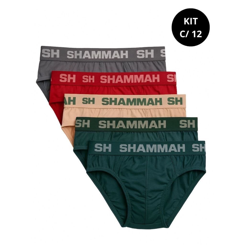 Kit 12 Cuecas Masculinas Slip Algodão – Cores Enviadas Aleatoriamente - Cueca Econômica Antialérgica e Durável