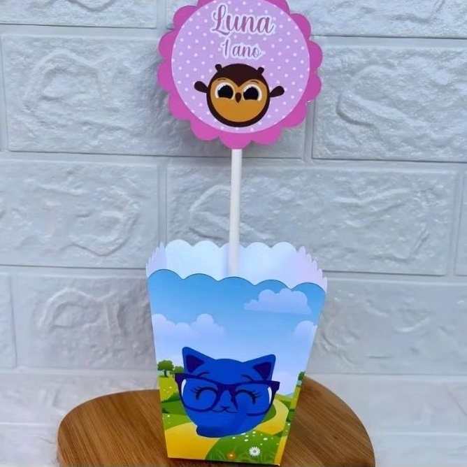 PEGUE E MONTE – Centro de Mesa Cachepot Personalizado Bolofofos menina - Festa Infantil - Aniversário - Lembrancinha
