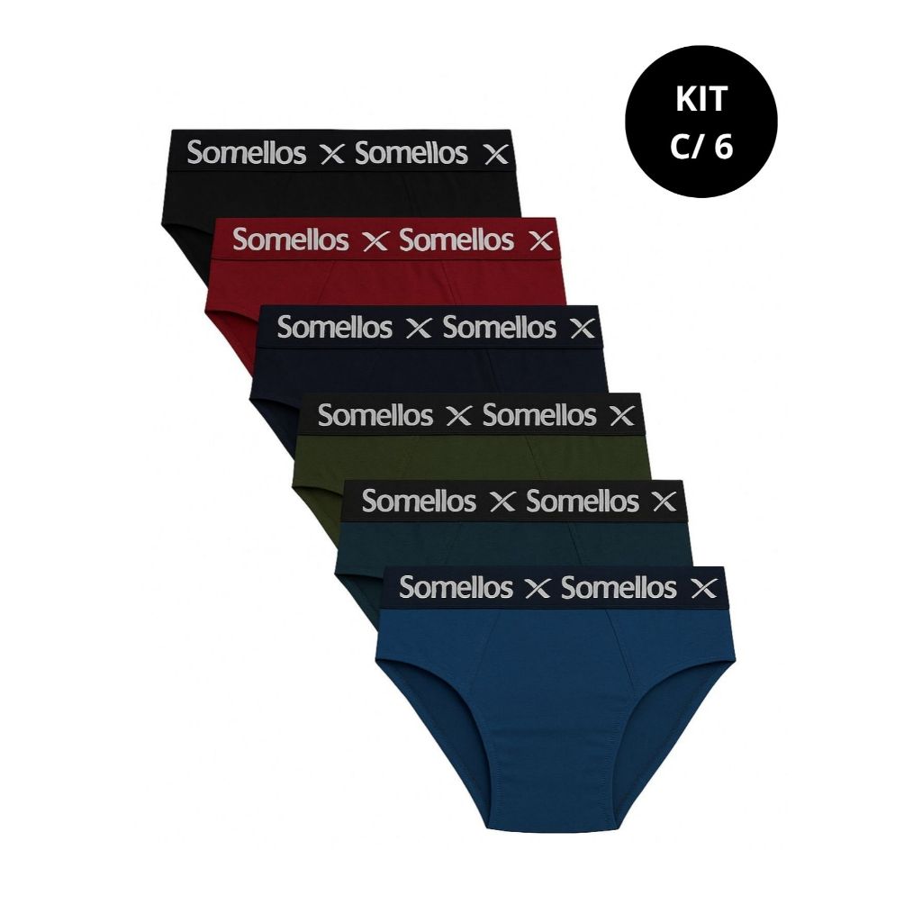 Kit 6 Cuecas Slip 100% Algodão | Cores Enviadas Aleatoriamente | Confortável, Respirável e Não Aperta
