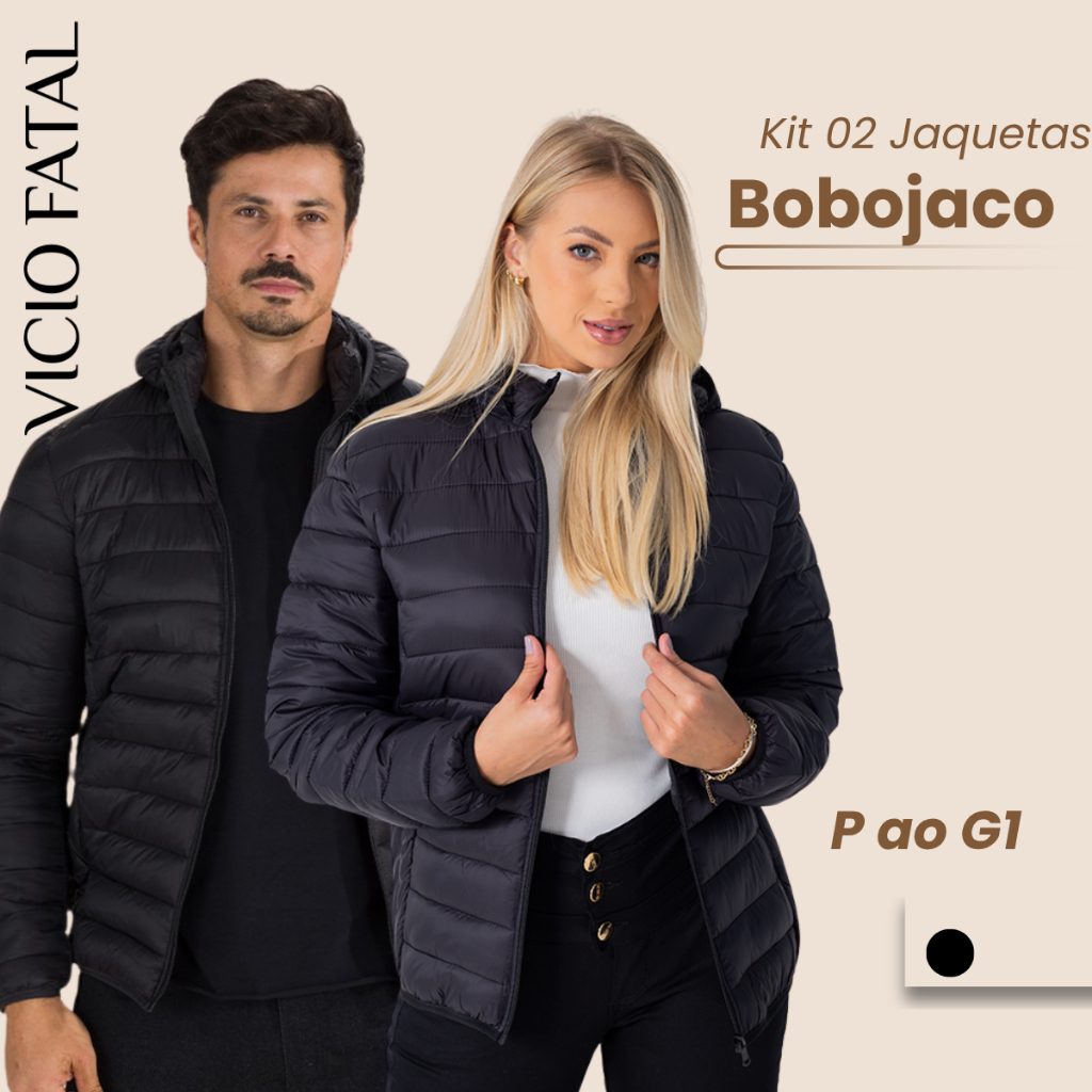 Kit 2 Jaquetas De Nylon Bobojaco Repele Líquido Bolso Frontal e Interno Capuz Removível Manga Longa