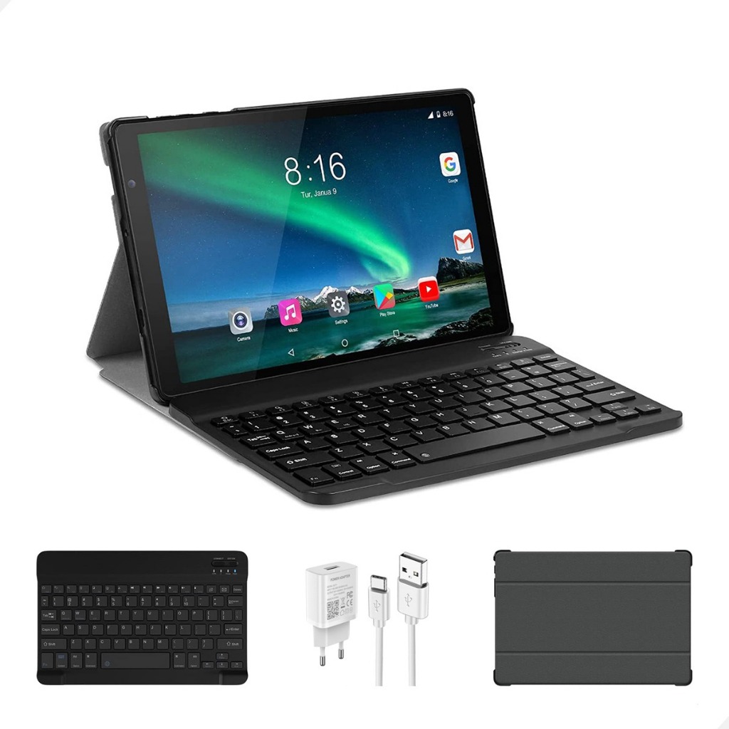 Tablet Com Teclado + Capa  Entrada para Chip 6gb Ram 128
