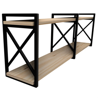 Prateleira Estilo Industrial 115 X 15/20/25/30cm com Madeira Maciça em Oferta na Shopee