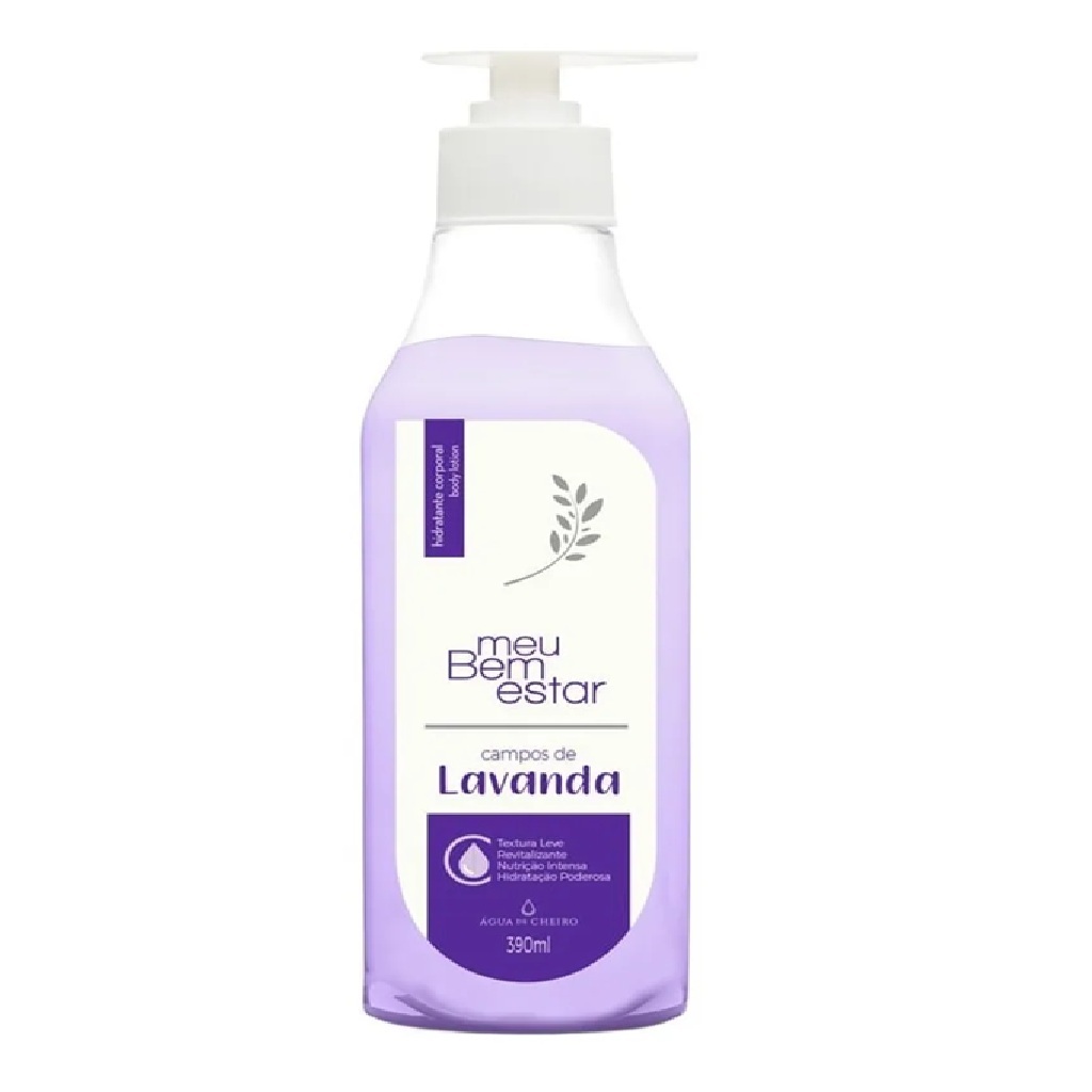 Hidratante Corporal Água De Cheiro Meu Bem Estar Campos de Lavanda 390ml Textura Leve Nutrição
