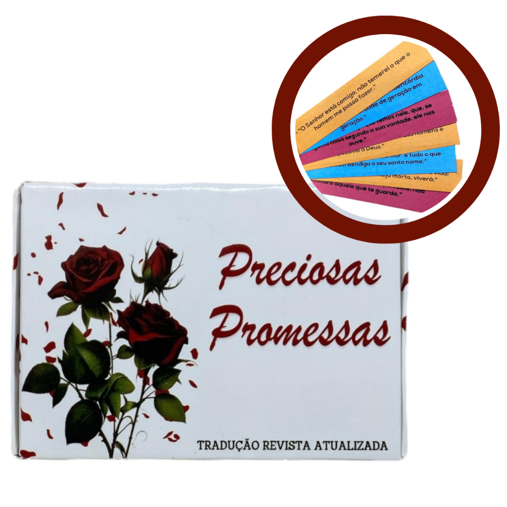Caixinha de Promessas Com Versículos Diários Para Lembrancinhas Lingugem ARA - Mod. Rosas