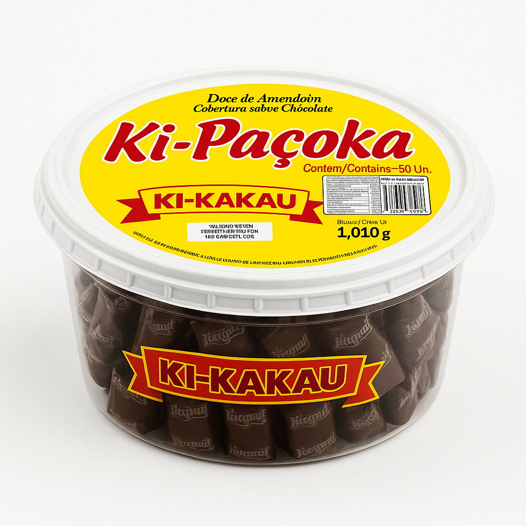 Paçoca Rolha Coberta Chocolate Ao Leite Ki-Paçoka 1,01kg 50UN Ki-Kakau