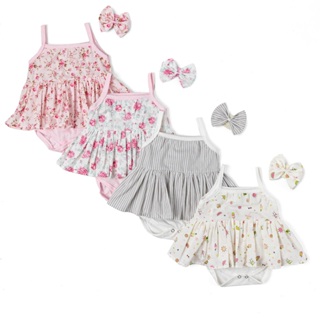 Body Vestido Bebe Menina Verão 100% algodão tiara Tamanho 0 a 3 Meses em Oferta na Shopee