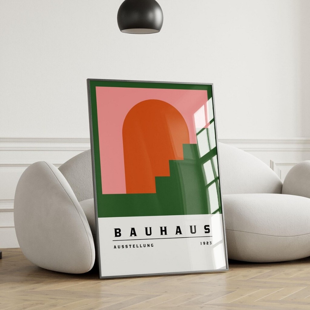 Quadro Decorativo Geométrico Moderno com Moldura Bauhaus – Arquitetura Bauhaus No1