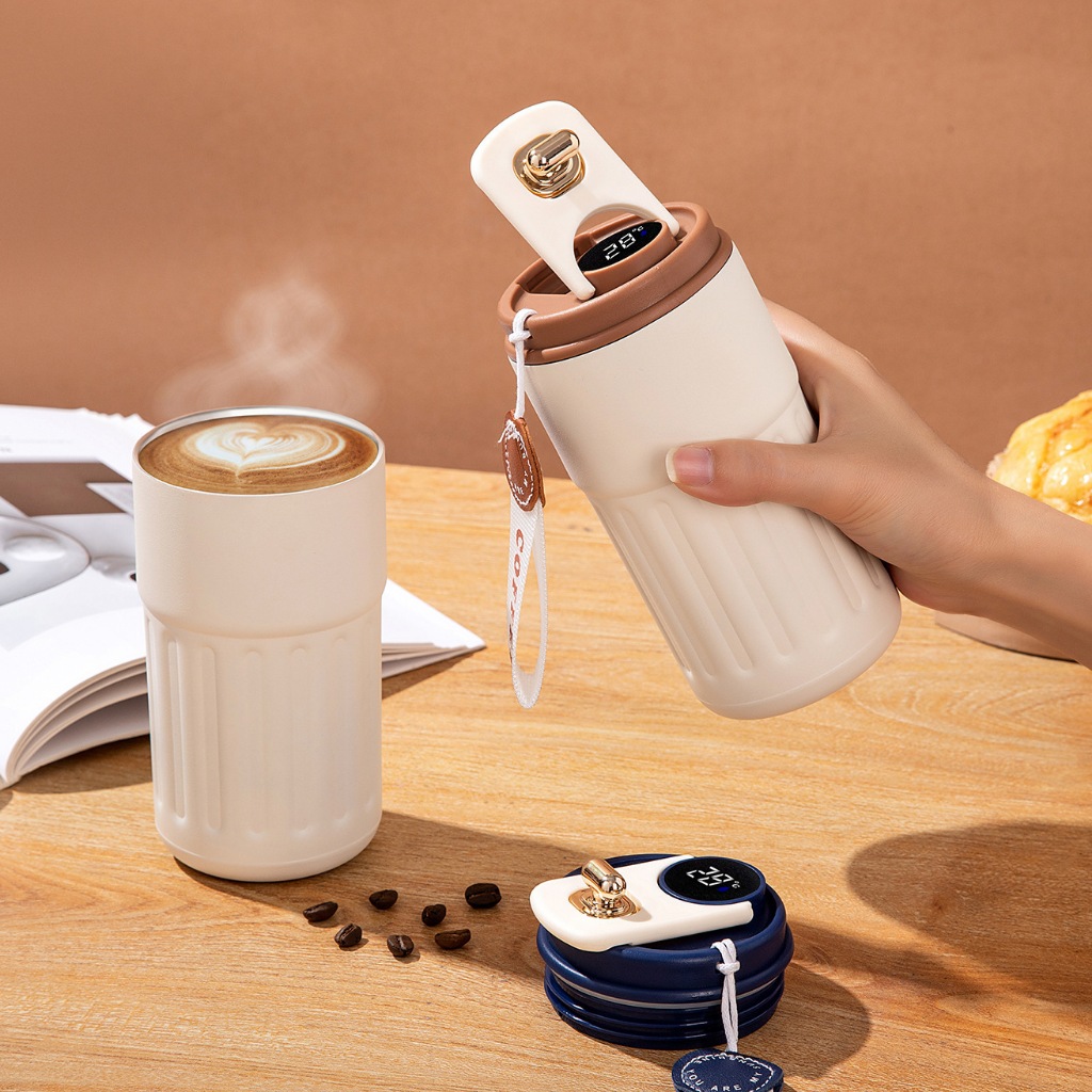 Copo térmico de café inteligente 450ml Xícara de café em aço inoxidável 316 que acompanha ...