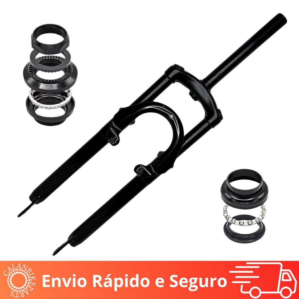 Kit Garfo Suspensão Aro 26 + Jogo De Direção Standard Bicicleta Mtb Bike Amortecedor