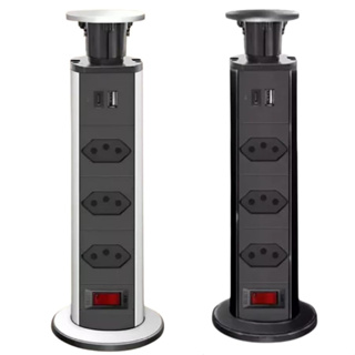 Torre de Tomada Multiplug Retrátil 3 Tomadas e USB+USB-C Embutir em Oferta na Shopee