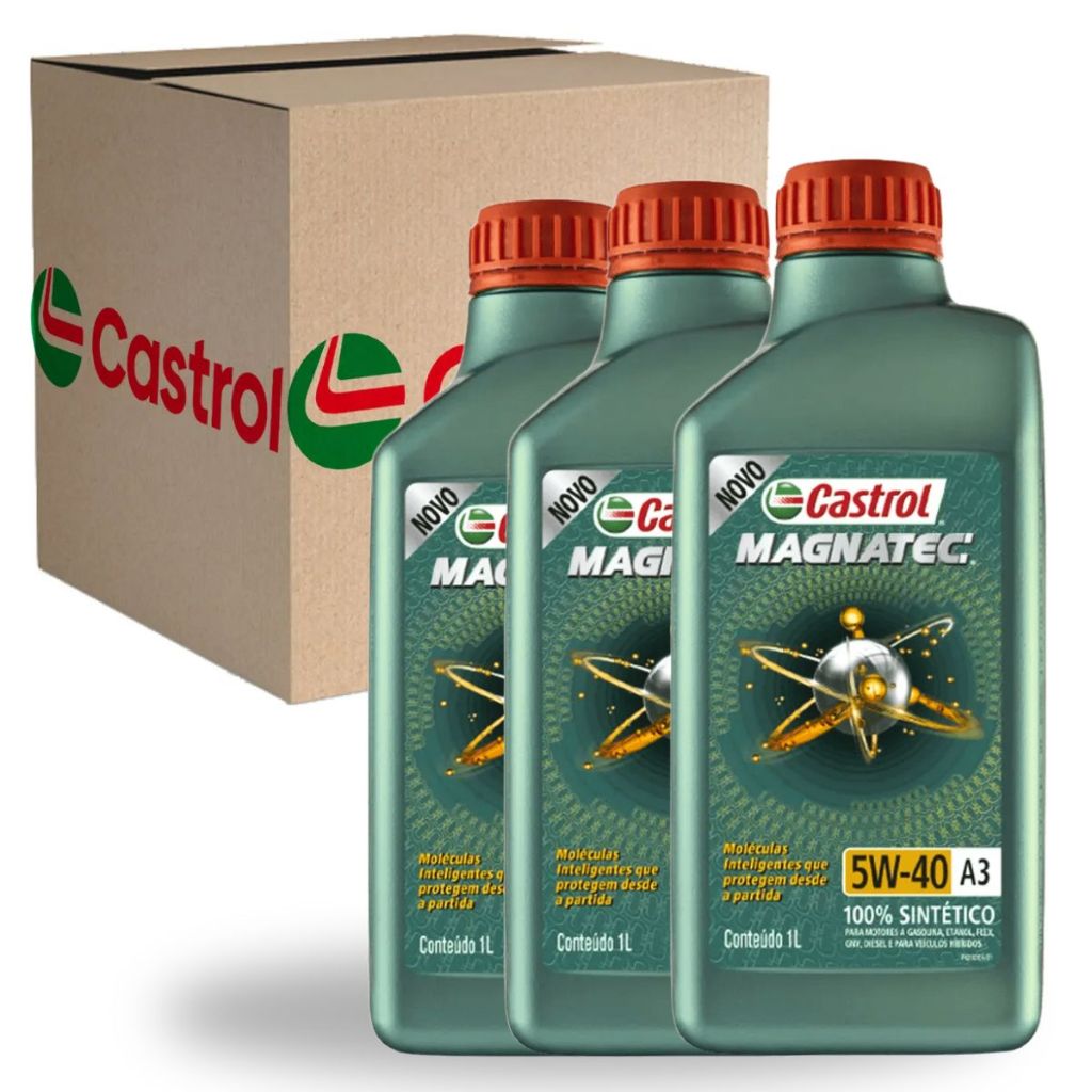Kit 3 Oleos Lubrificante Magnatec 5w40 Sintético API SP A3/B4 Original Castrol em Oferta na Shopee