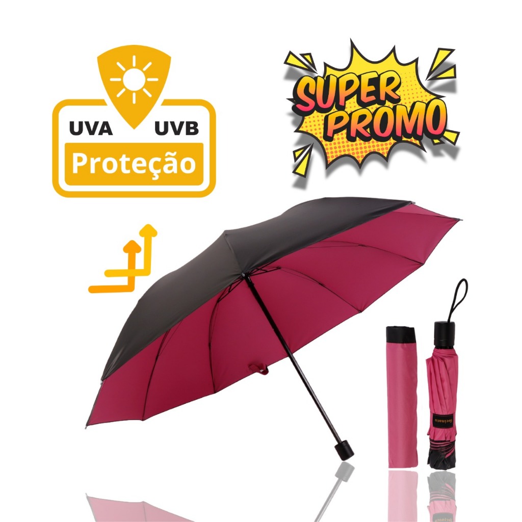 Guarda Chuva Grande Reforçado Contra Vento Cabe Na Bolsa Colorido Liso Sombrinha Com Proteção Solar em Oferta na Shopee