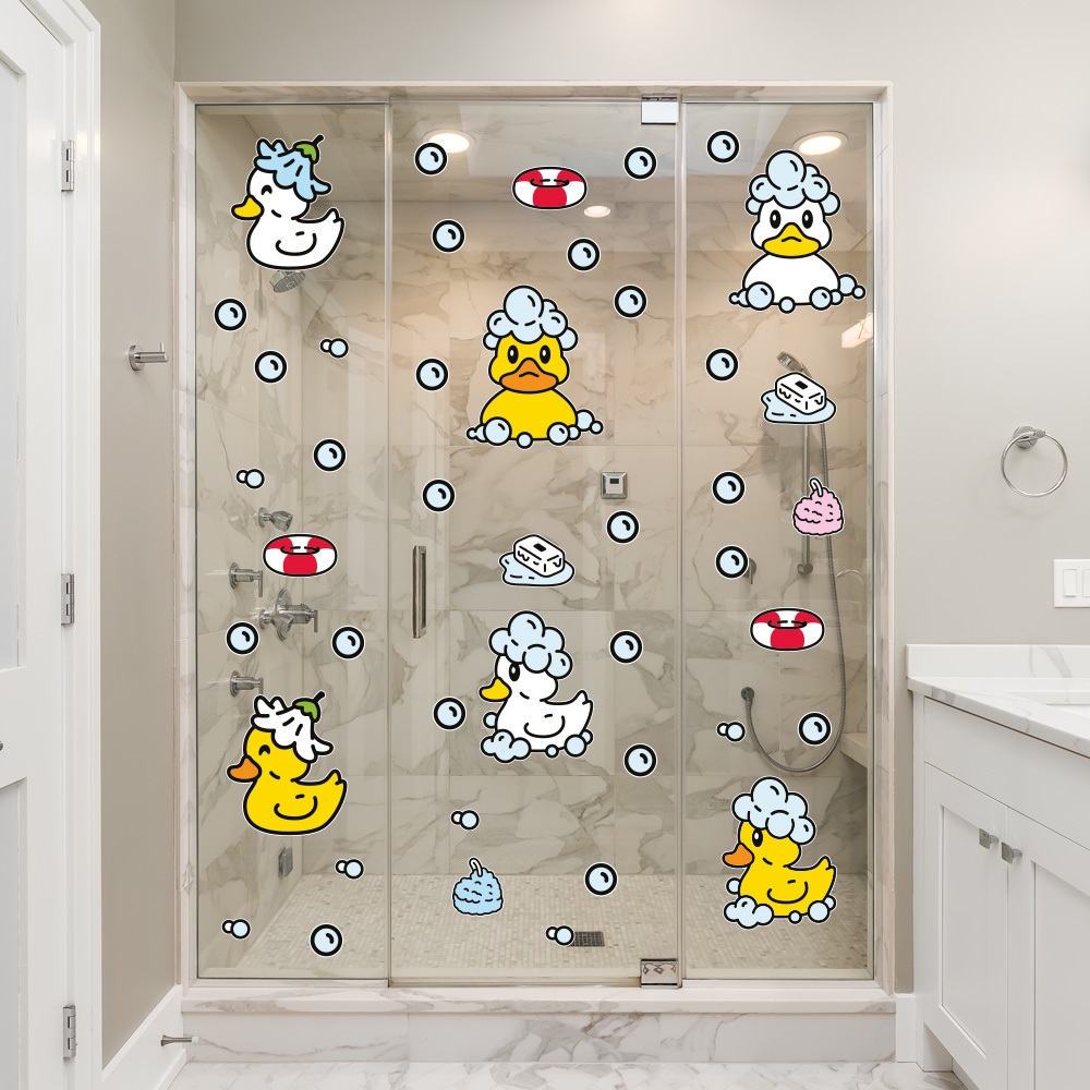 Adesivo Infantil Para Box Banheiro Patinhos menino Menina - box004 em Oferta na Shopee