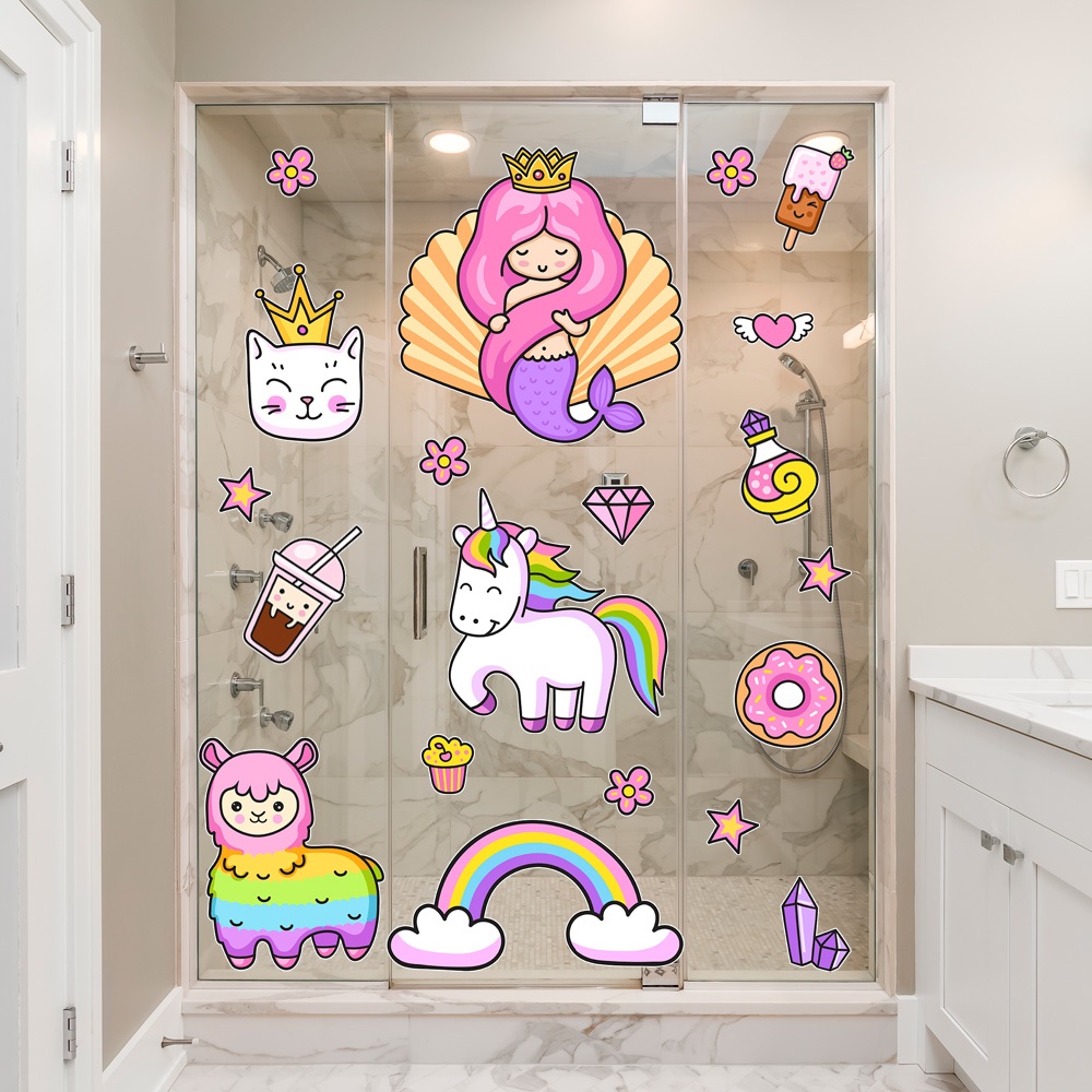 Adesivo Infantil Para Box Banheiro Sereia Mar Menina - box023 em Oferta na Shopee