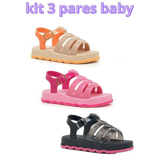Kit 3 Sandália Moda Baby Lulu Infantil Menina Mini Baby Blogueirinha Linda Leve Macia e Confortável em Oferta na Shopee