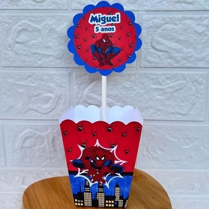 PEGUE E MONTE – Centro de Mesa Cachepot Personalizado Homem Aranha - Festa Infantil - Aniversário - Lembrancinha