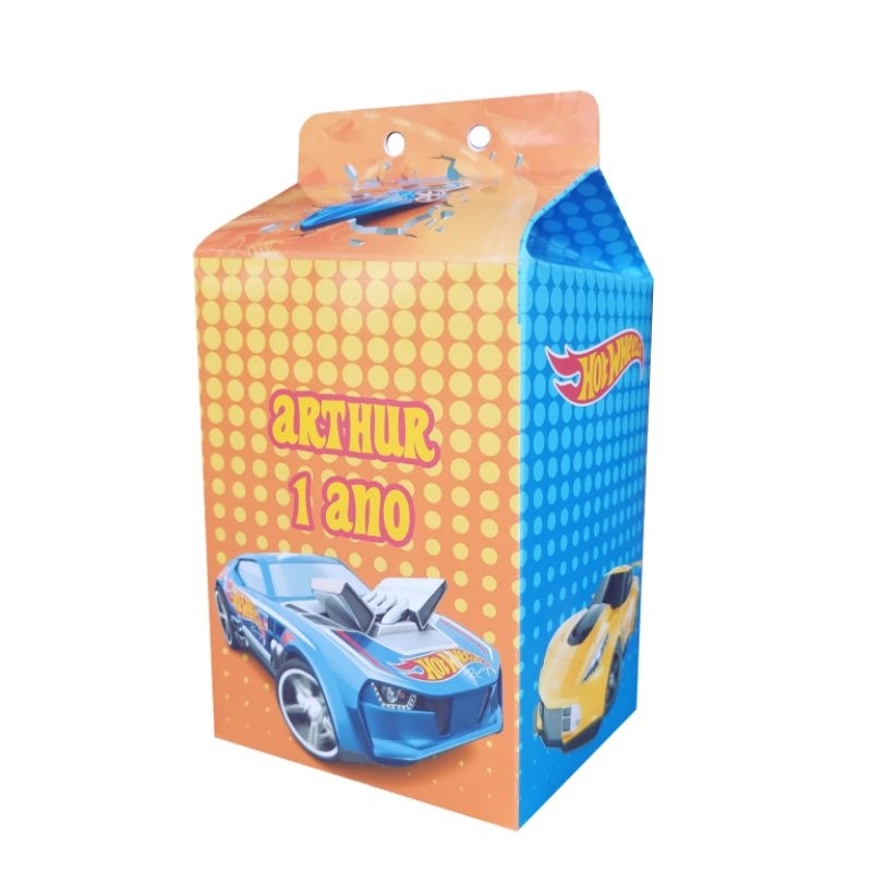 kit festa infantil 10 Caixinha Milk Personalizada Lembrancinha de Aniversário Hot Wheels
