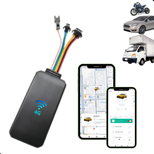 Rastreador Veicular GPS 4G + 2G com Chip M2M, Aplicativo com bloqueio, Indicado para Motos, Carros, Caminhão E Eletricos