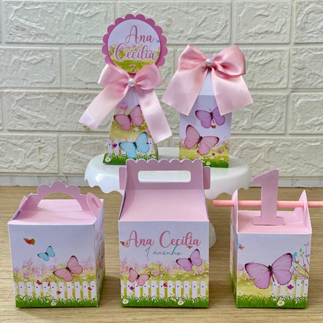 Kit Festa Jardim das Borboletas Encantado /Caixinhas Personalizadas Pegue e Monte Lembrancinhas de Aniversário