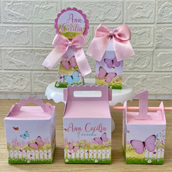 Kit Festa Jardim das Borboletas Encantado /Caixinhas Personalizadas Lembrancinhas de Aniversário