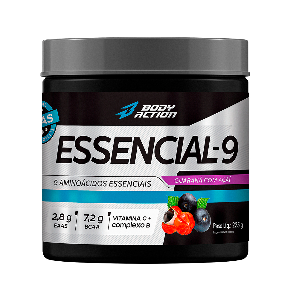 Bodyaction Essencial-9 225g | Aminoácidos Essenciais + BCAAs + Vitaminas