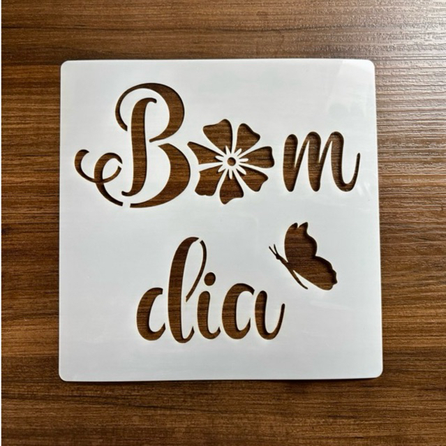 Estêncil vazado Bom dia 18x18 cm molde stencil pintura em Oferta na Shopee