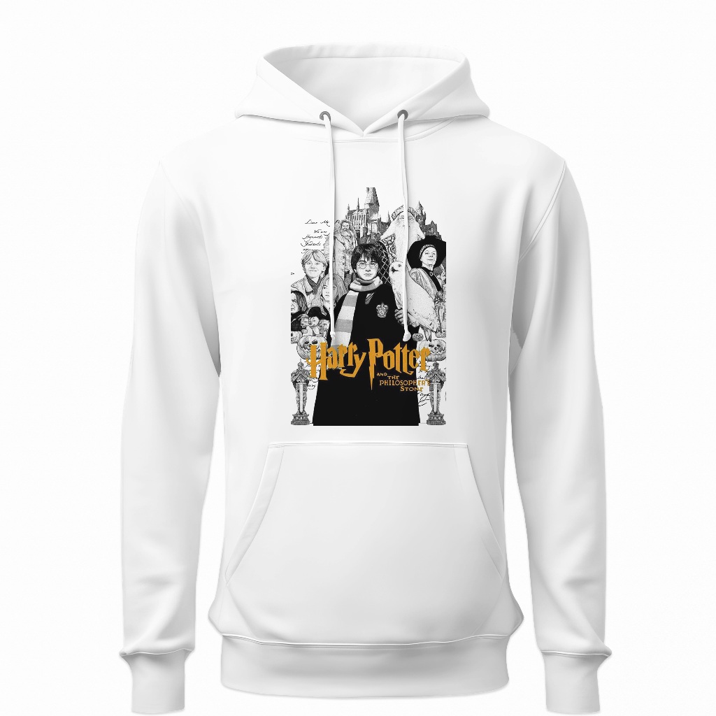 Blusa de Moletom Grosso Flanelado com Punho Estampado Harry Potter Abrigo Suéter Premium para Frio Adulto e Infantil