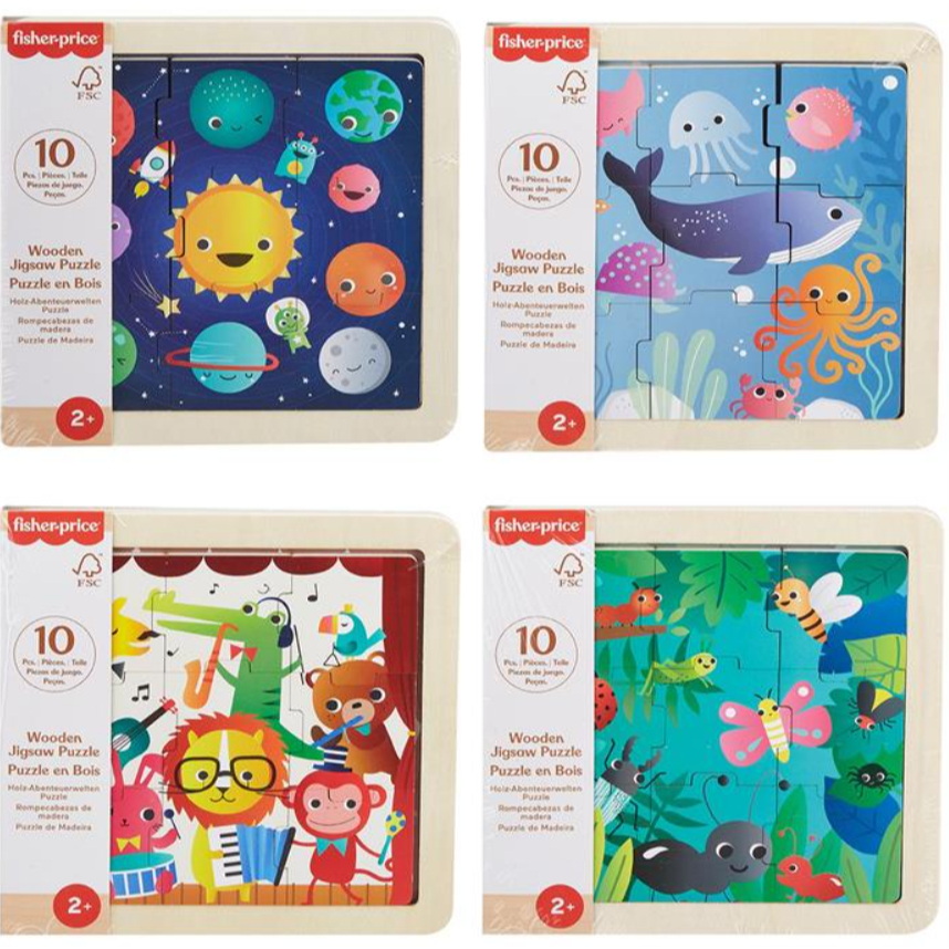 Fisher Price Wood Meu Primeiro Quebra-cabeça 10 peças em madeira - Mattel - brinquedo pedagógico