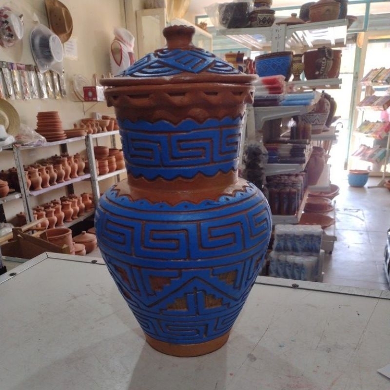 Quartilhão Cerâmica Marajoara 30 cm cor Azul Escuro
