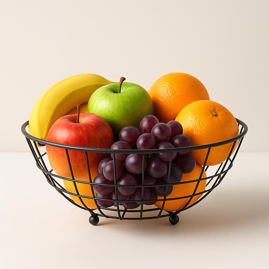 Fruteira de Mesa Preta Redonda em Metal Design Moderno e Versátil by BSMIX em Oferta na Shopee