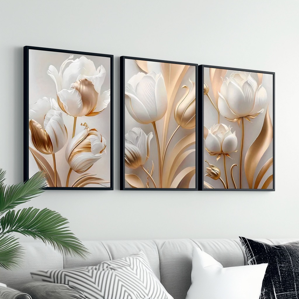 Conjunto Quadros Decorativos 50x70 cm Moldura Para Sala Quarto Escritório Hall — imagem 2 de 2