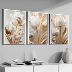 Conjunto Quadros Decorativos 50x70 cm Moldura Para Sala Quarto Escritório Hall