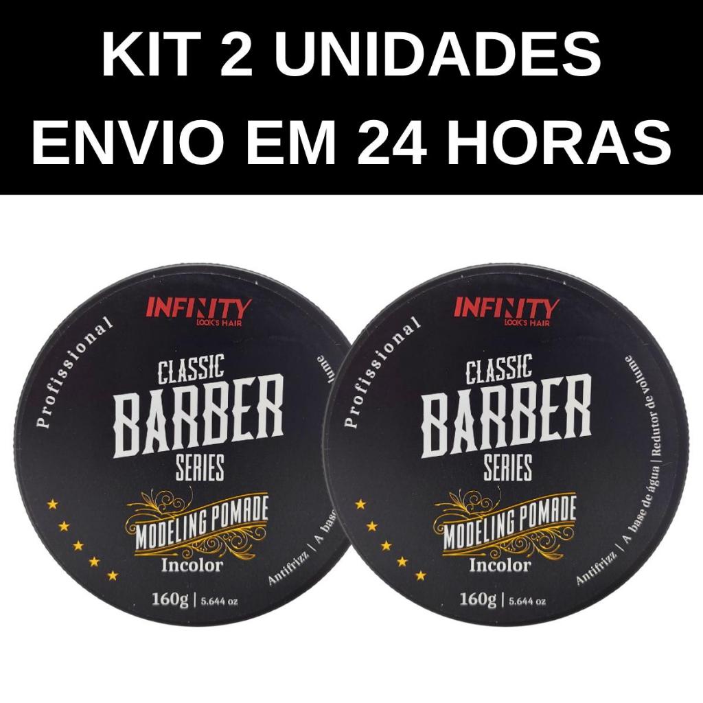Kit 2 Pomadas Cera Modeladoras Infinity Barber Incolor Mega Fixação 160g - Envio em 24 Horas