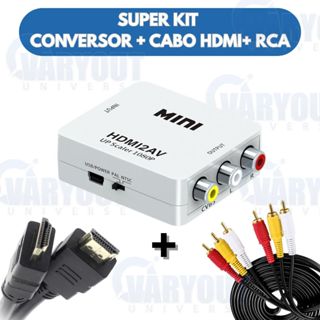 Super Kit Adaptador Conversor Hdmi P/ Video 3rca Av + Cabo Rca Tvs Conversor TV Tubo+ Cabo HDMI em Oferta na Shopee