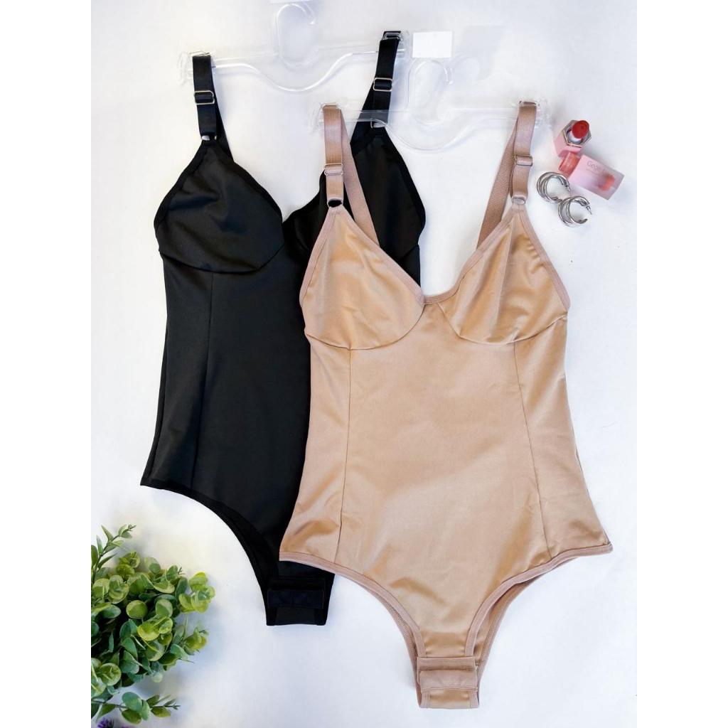 Kit 2 Body Modelador Sem Bojo Sem Aro Reforçado Suplex Alça Metal Regulável Moda Intima