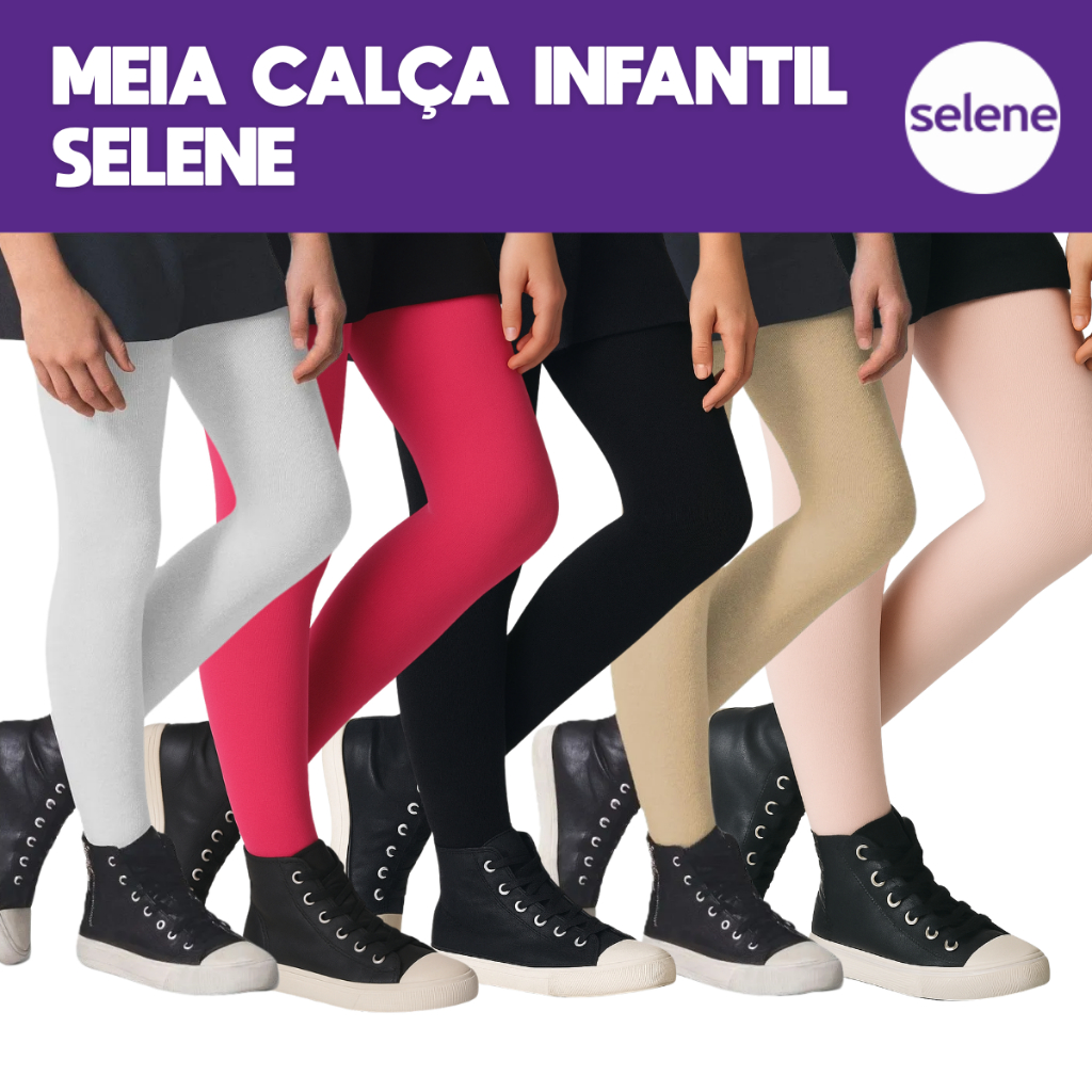 Meia Calça Selene Fio 80 Infantil Térmica Inverno Grossa Algodão Ballet Colãs Rosa Preto Branco em Oferta na Shopee
