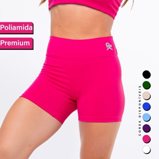 Short Fitness Meia Coxa Cintura Alta Poliamida Premium Zero Transparência Academia Básico Feminino em Oferta na Shopee