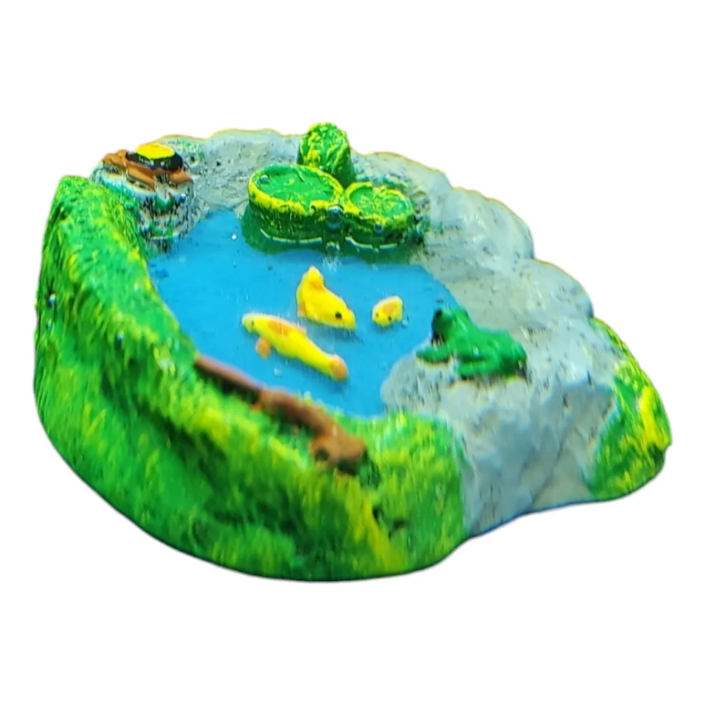 Enfeite Laguinho Lago Terrário Mini Mundo Jardim Suculenta Lagos Carpas Sapos Peixes Vasos Maquete Ferromodelismo