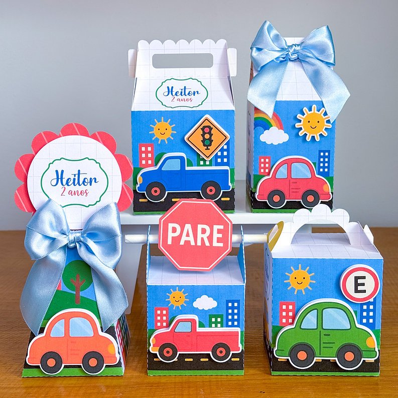 Kit Festa Personalizados Festa Carrinhos | Lembrancinhas Caixinhas para festa - PEGUE E MONTE