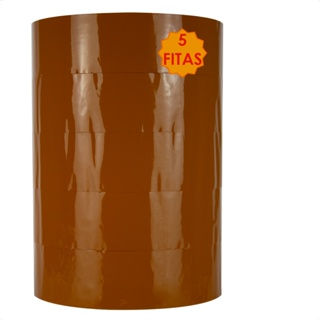 Kit 5 Fita Marrom Larga 500m Durex Embalagem Adesiva em Oferta na Shopee