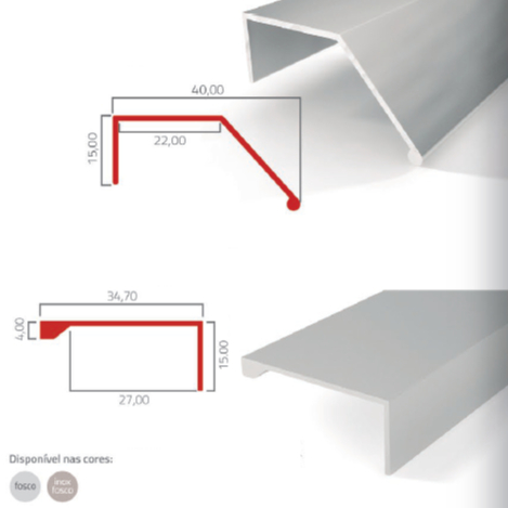 Puxador Perfil de Alumínio 50cm a 1,2mt Sob Medida Aba Modelos Slim, Asa Inclinada e Asa Reta
