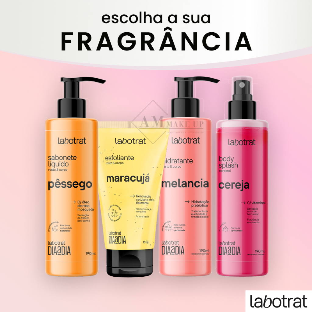 Kit Esfoliante + Sabonete Líquido + Hidratante + Body Splash Labotrat - Tratamento Diário Cuidados Dia a Dia 190ml Cada em Oferta na Shopee