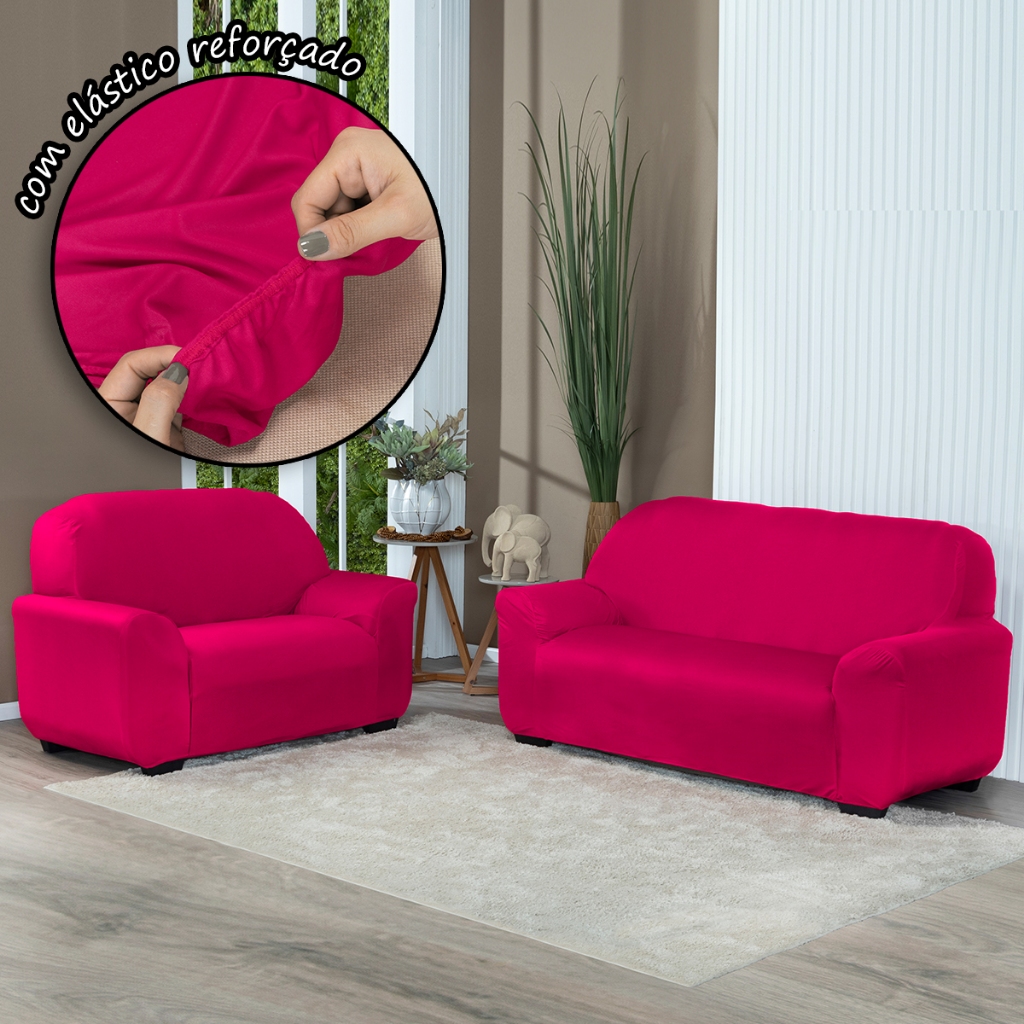 Kit Capa De Sofá 2 e 3 Lugares Em Malha Gel Protetora Coladinha