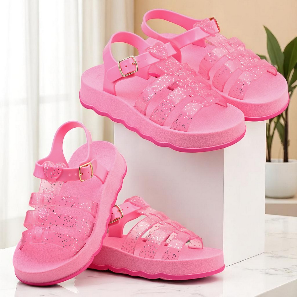 Sandália Brilhante Cor De rosa BB delicada Confortável Ótima Qualidade Achadinho das Amigas
