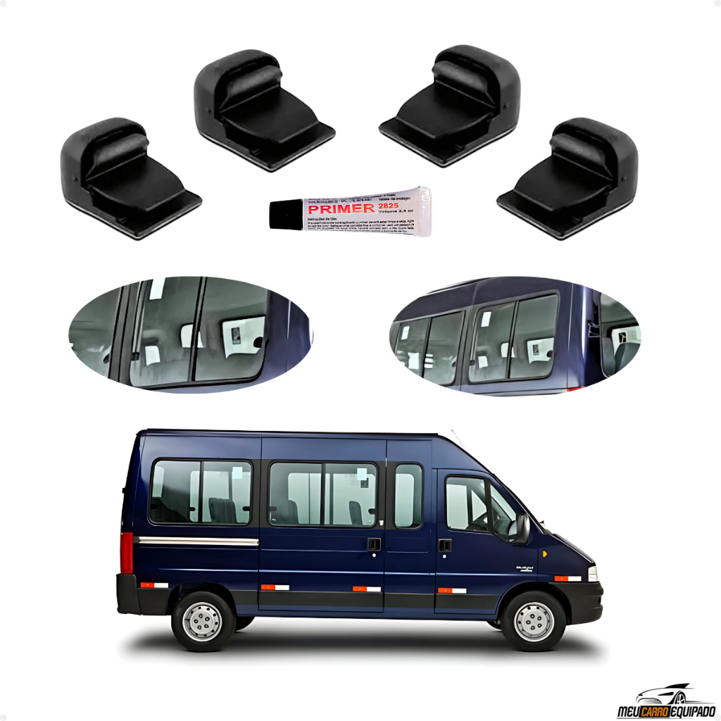 Kit Puxador Trinco Trava De Vidro 2 Baixo E 2 Alta Ducato